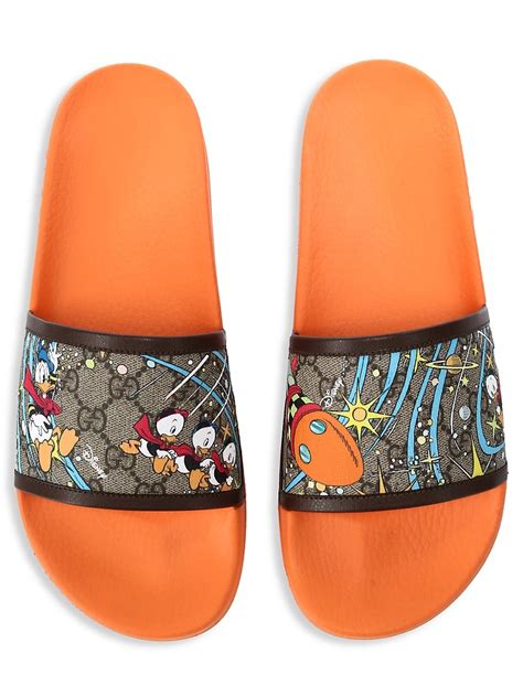 disney x gucci donald duck pursuit slide sandals|Donald Duck slide sandals.